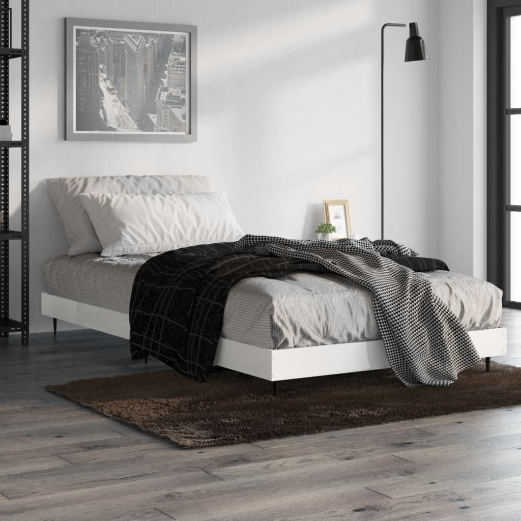 Bedframe bewerkt hout hoogglans wit 90x190 cm Bedden & bedframes | Creëer jouw Trendy Thuis | Gratis bezorgd & Retour | Trendy.nl