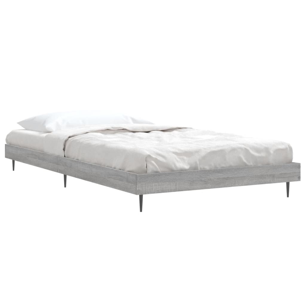 Bedframe bewerkt hout grijs sonoma eikenkleurig 90x190 cm Bedden & bedframes | Creëer jouw Trendy Thuis | Gratis bezorgd & Retour | Trendy.nl