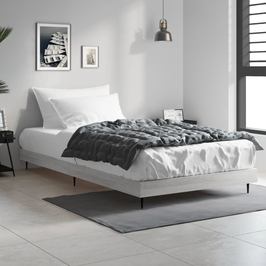 Bedframe bewerkt hout grijs sonoma eikenkleurig 90x190 cm Bedden & bedframes | Creëer jouw Trendy Thuis | Gratis bezorgd & Retour | Trendy.nl