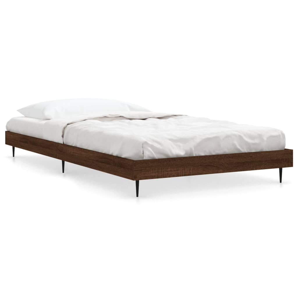 Bedframe bewerkt hout bruin eikenkleur 90x190 cm Bedden & bedframes | Creëer jouw Trendy Thuis | Gratis bezorgd & Retour | Trendy.nl