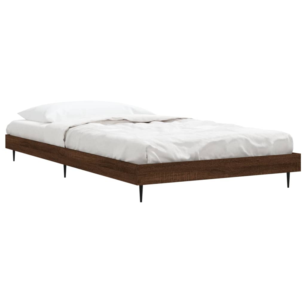 Bedframe bewerkt hout bruin eikenkleur 90x190 cm Bedden & bedframes | Creëer jouw Trendy Thuis | Gratis bezorgd & Retour | Trendy.nl