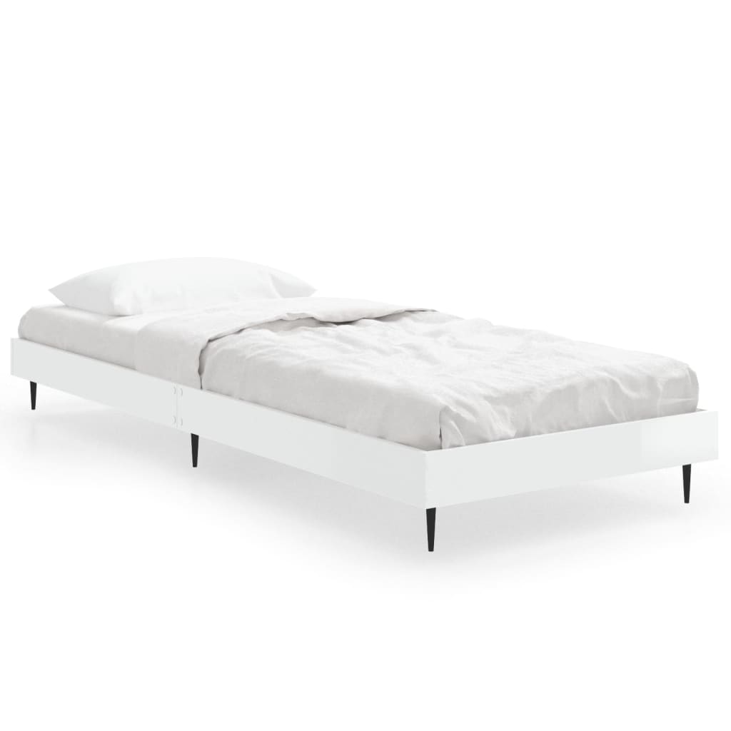 Bedframe bewerkt hout hoogglans wit 75x190 cm Bedden & bedframes | Creëer jouw Trendy Thuis | Gratis bezorgd & Retour | Trendy.nl