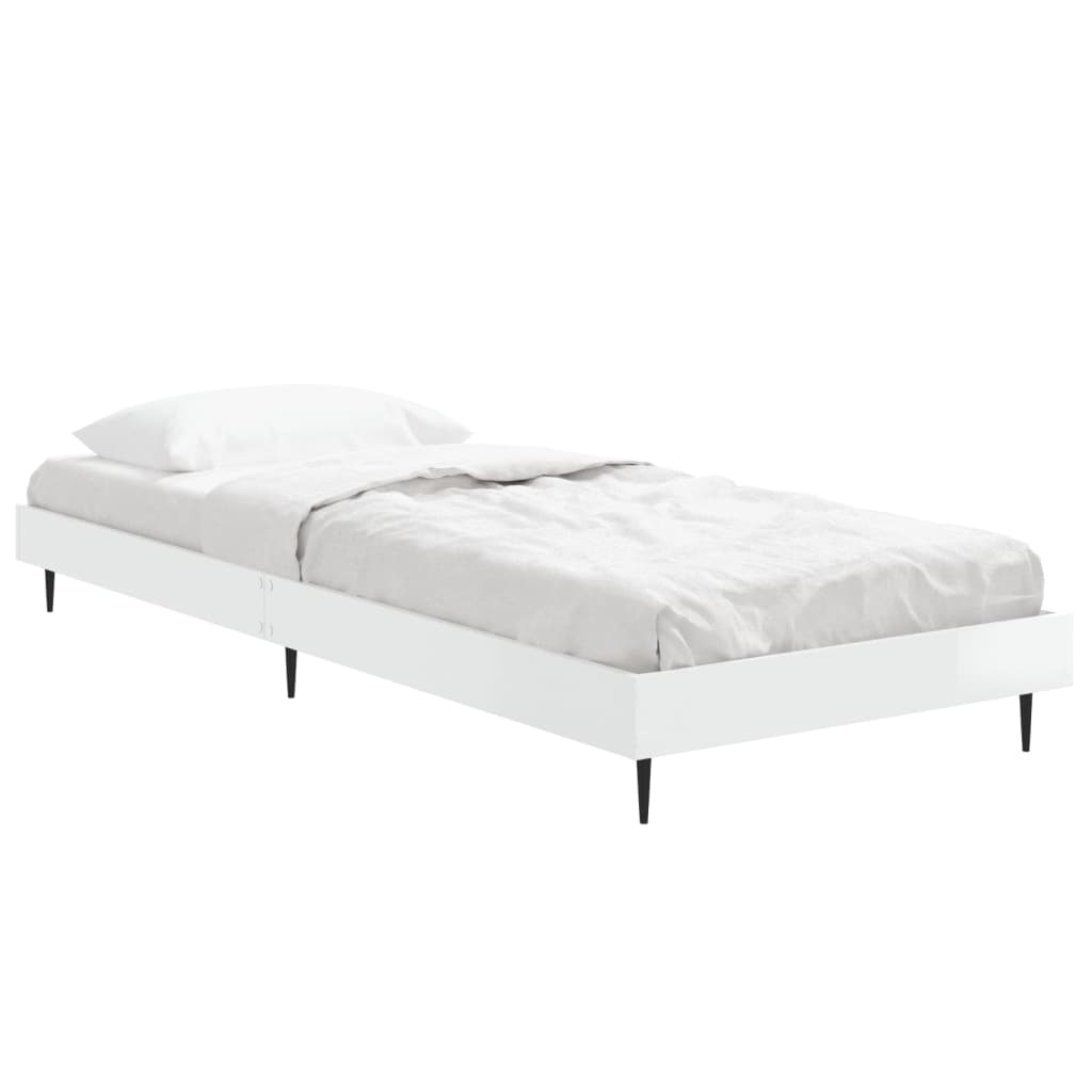 Bedframe bewerkt hout hoogglans wit 75x190 cm Bedden & bedframes | Creëer jouw Trendy Thuis | Gratis bezorgd & Retour | Trendy.nl