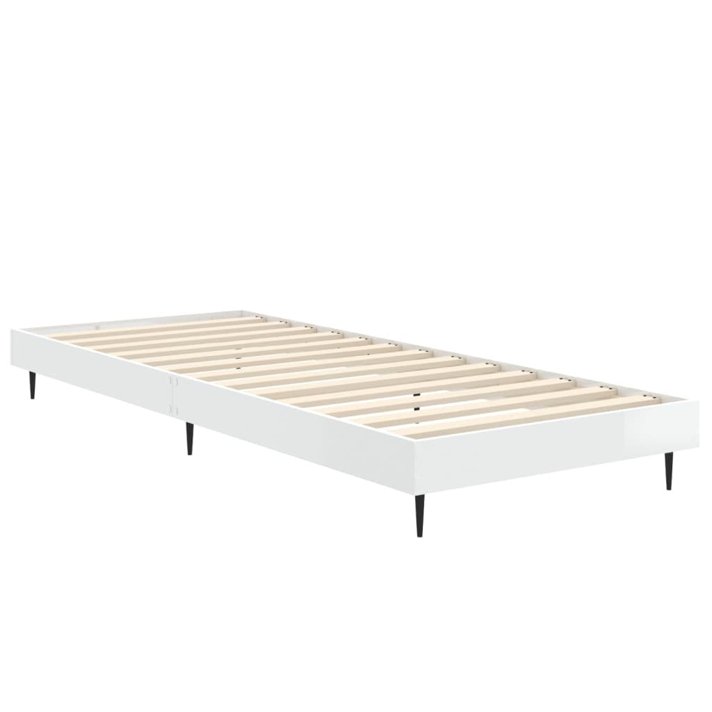 Bedframe bewerkt hout hoogglans wit 75x190 cm Bedden & bedframes | Creëer jouw Trendy Thuis | Gratis bezorgd & Retour | Trendy.nl