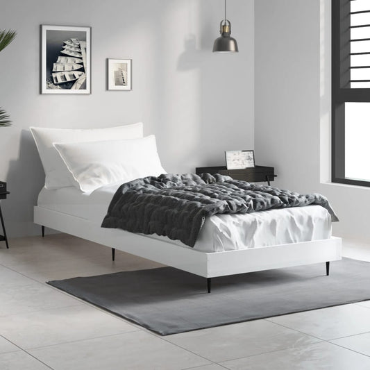 Bedframe bewerkt hout hoogglans wit 75x190 cm Bedden & bedframes | Creëer jouw Trendy Thuis | Gratis bezorgd & Retour | Trendy.nl