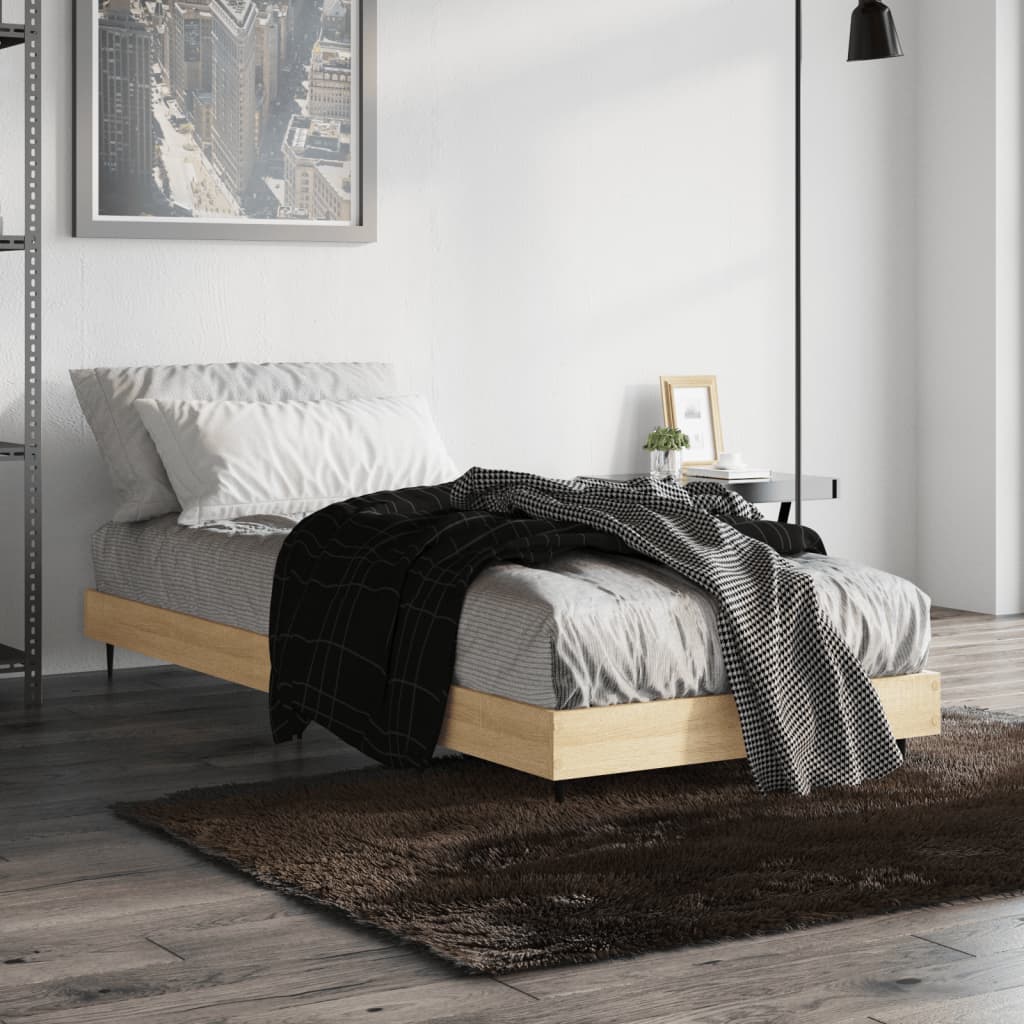 Bedframe bewerkt hout sonoma eikenkleurig 75x190 cm Bedden & bedframes | Creëer jouw Trendy Thuis | Gratis bezorgd & Retour | Trendy.nl