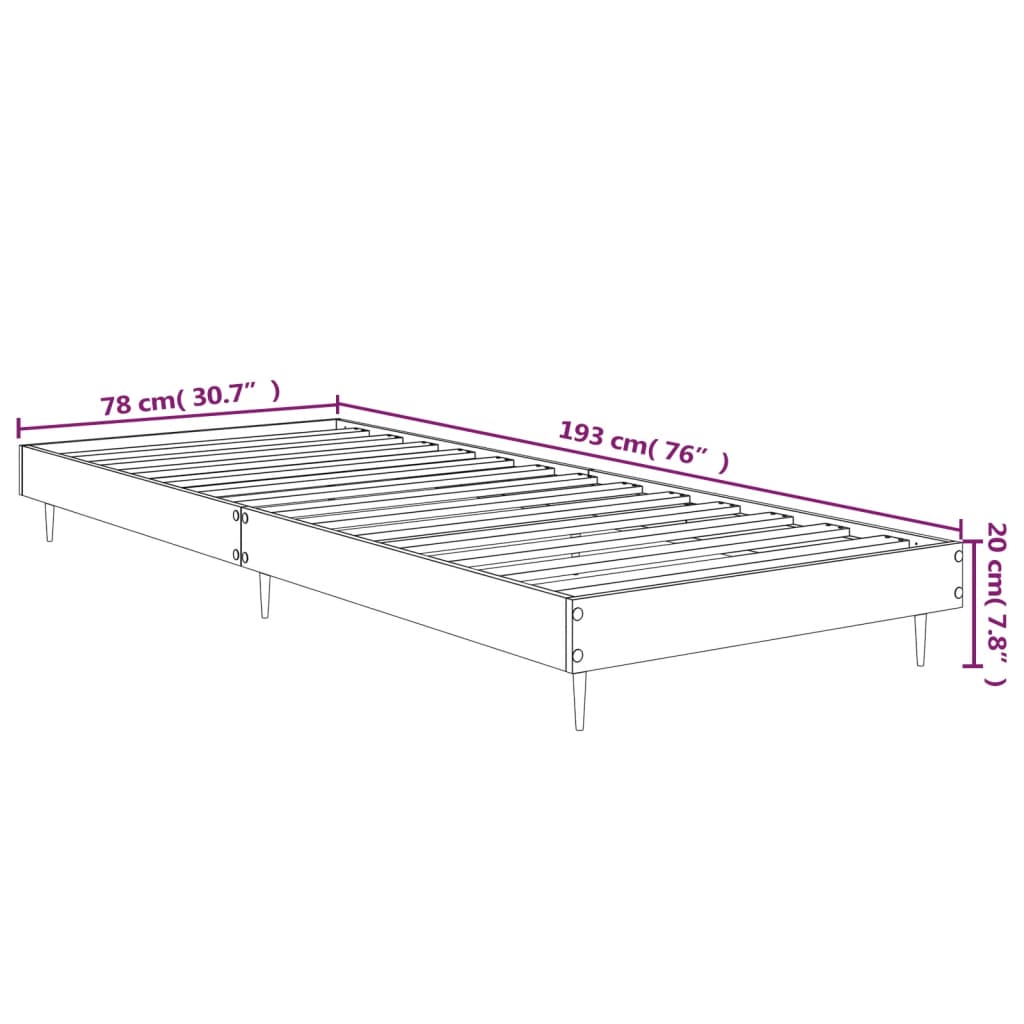 Bedframe bewerkt hout sonoma eikenkleurig 75x190 cm Bedden & bedframes | Creëer jouw Trendy Thuis | Gratis bezorgd & Retour | Trendy.nl