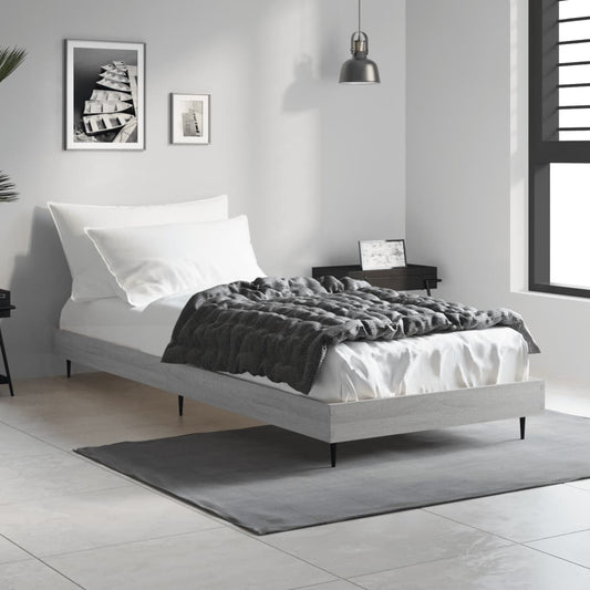 Bedframe bewerkt hout grijs sonoma eikenkleurig 75x190 cm Bedden & bedframes | Creëer jouw Trendy Thuis | Gratis bezorgd & Retour | Trendy.nl