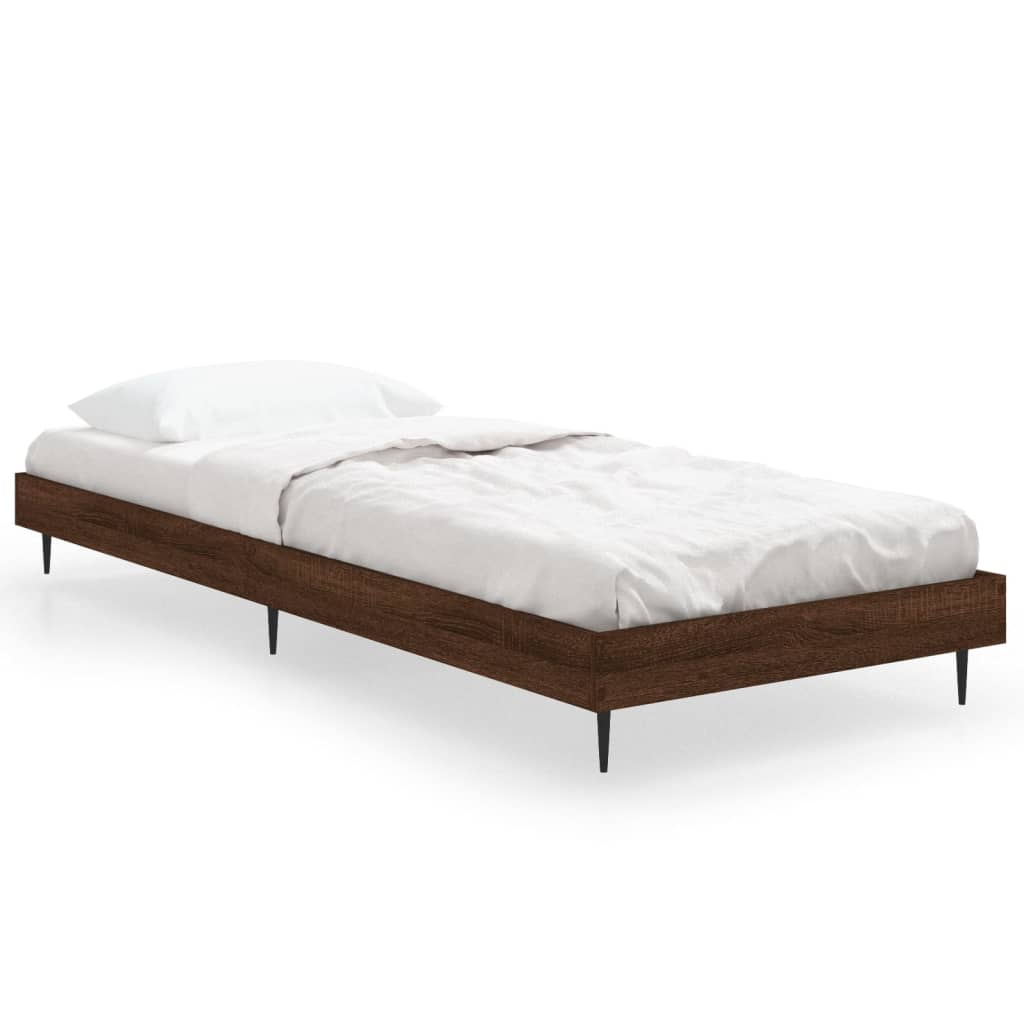 Bedframe bewerkt hout bruin eikenkleur 75x190 cm Bedden & bedframes | Creëer jouw Trendy Thuis | Gratis bezorgd & Retour | Trendy.nl