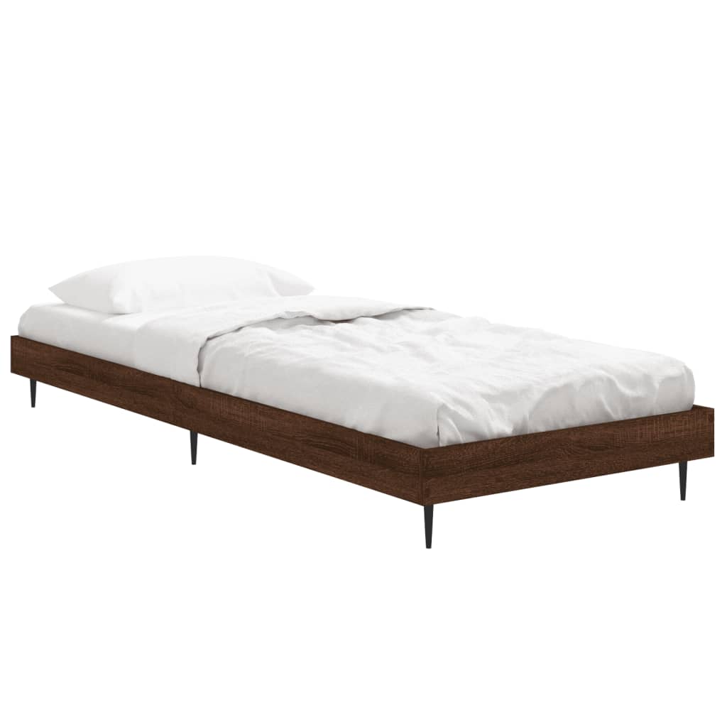 Bedframe bewerkt hout bruin eikenkleur 75x190 cm Bedden & bedframes | Creëer jouw Trendy Thuis | Gratis bezorgd & Retour | Trendy.nl