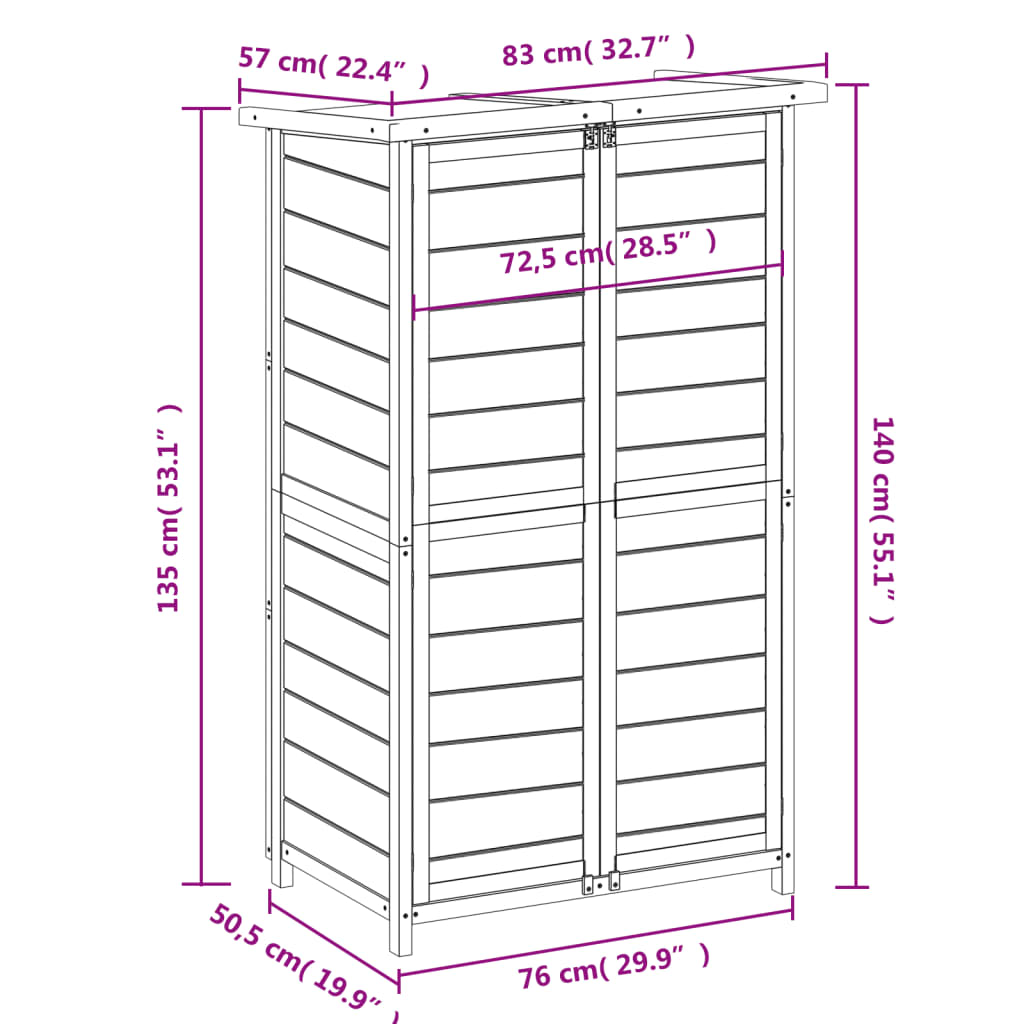 Tuinschuur 83x57x140 cm massief grenenhout mokkakleurig