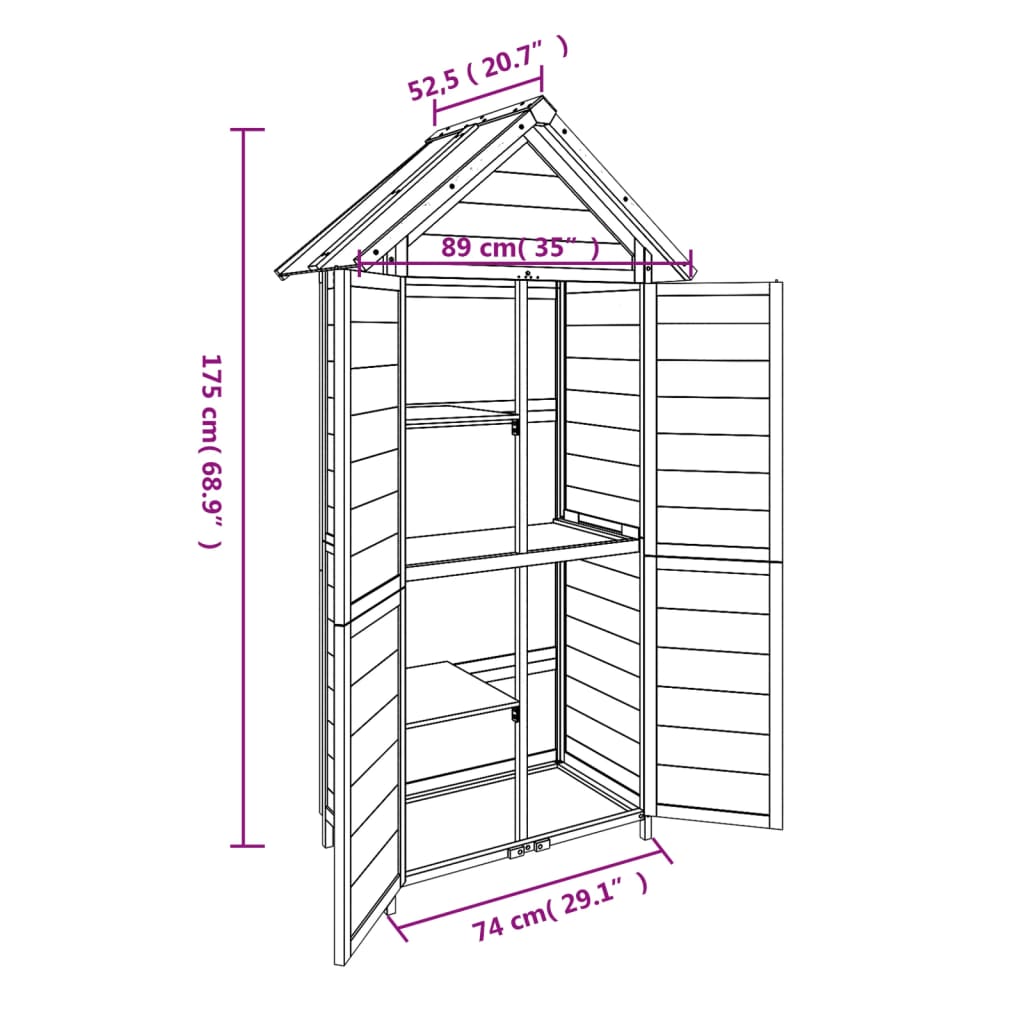 Tuinschuur 89x52,5x175 cm massief grenenhout grijs Tuinhuizen | Creëer jouw Trendy Thuis | Gratis bezorgd & Retour | Trendy.nl