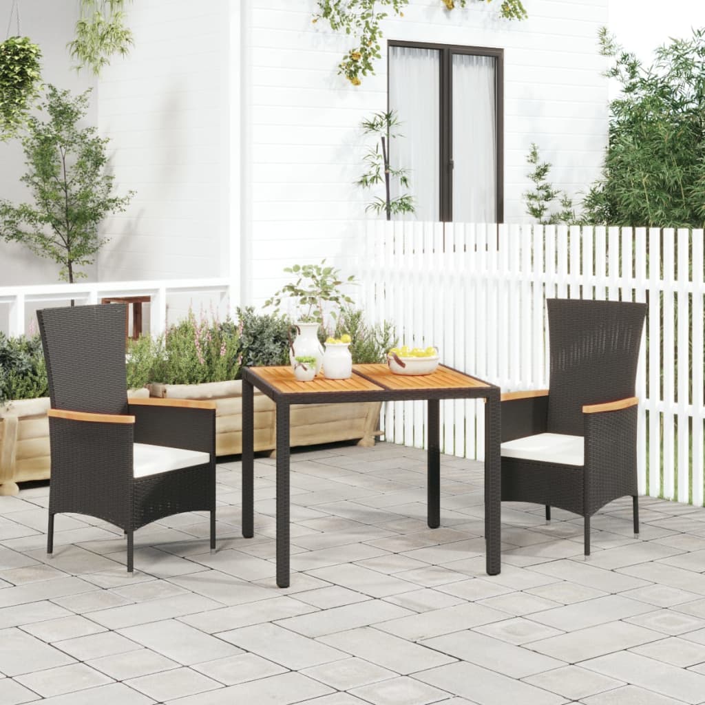 3-delige Tuinset met kussens poly rattan zwart Tuinsets | Creëer jouw Trendy Thuis | Gratis bezorgd & Retour | Trendy.nl