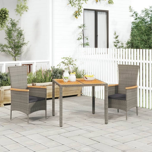 3-delige Tuinset met kussens poly rattan grijs Tuinsets | Creëer jouw Trendy Thuis | Gratis bezorgd & Retour | Trendy.nl