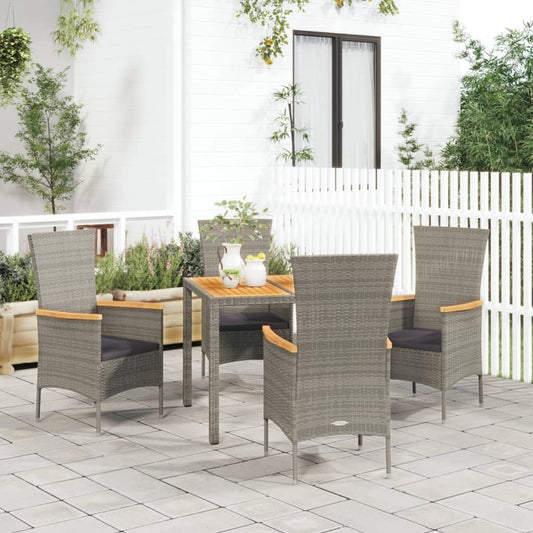 5-delige Tuinset met kussens poly rattan grijs Tuinsets | Creëer jouw Trendy Thuis | Gratis bezorgd & Retour | Trendy.nl