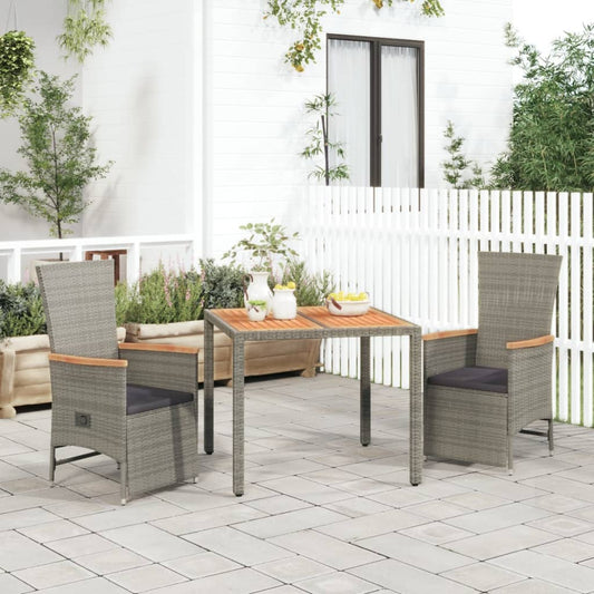 3-delige Tuinset met kussens poly rattan grijs Tuinsets | Creëer jouw Trendy Thuis | Gratis bezorgd & Retour | Trendy.nl