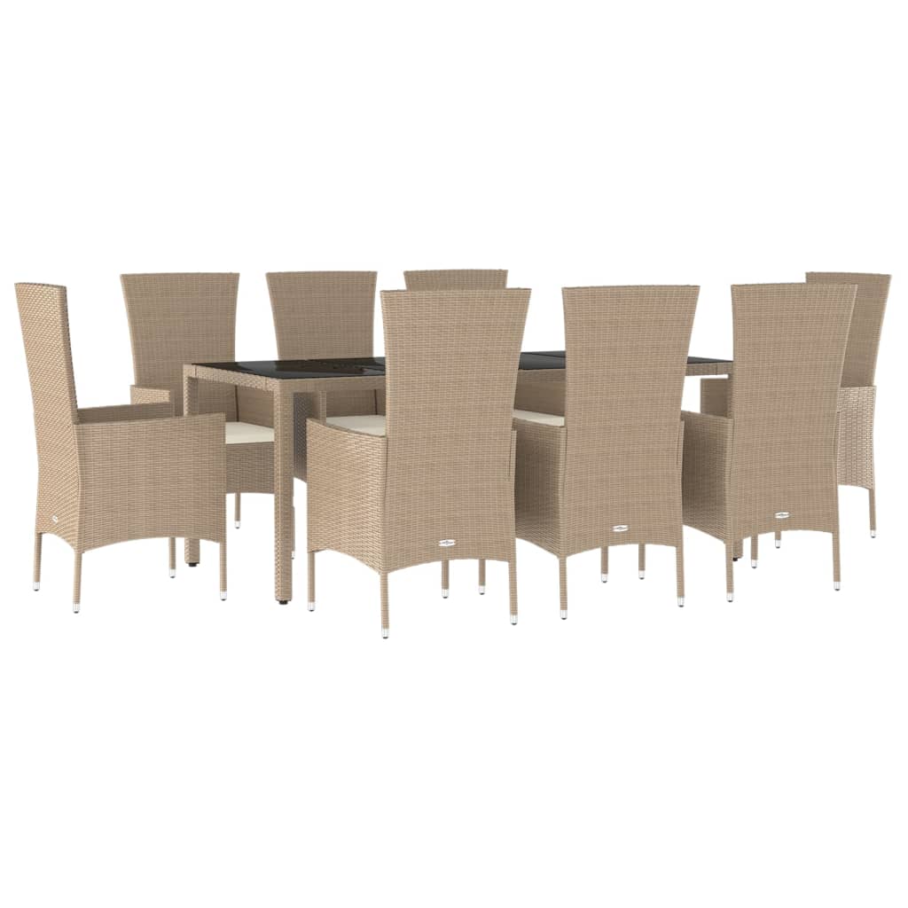 9-delige Tuinset met kussens poly rattan beige Tuinsets | Creëer jouw Trendy Thuis | Gratis bezorgd & Retour | Trendy.nl