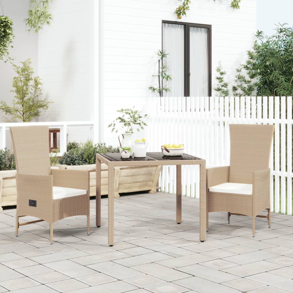 3-delige Tuinset met kussens poly rattan beige Tuinsets | Creëer jouw Trendy Thuis | Gratis bezorgd & Retour | Trendy.nl