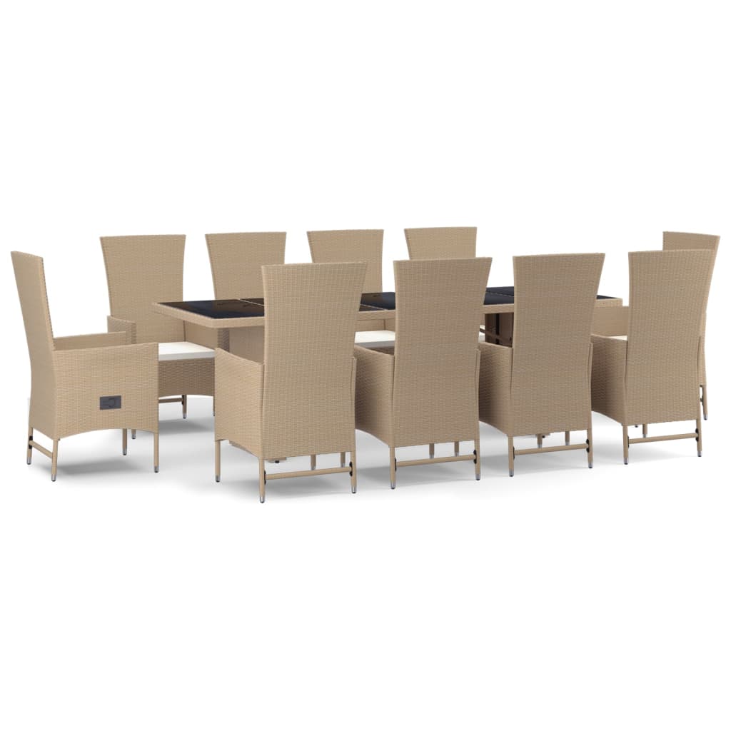 11-delige Tuinset met kussens poly rattan beige Tuinsets | Creëer jouw Trendy Thuis | Gratis bezorgd & Retour | Trendy.nl