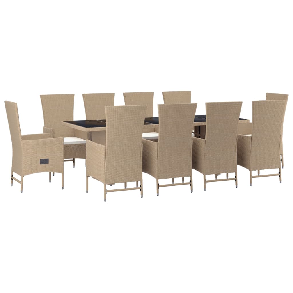 11-delige Tuinset met kussens poly rattan beige Tuinsets | Creëer jouw Trendy Thuis | Gratis bezorgd & Retour | Trendy.nl