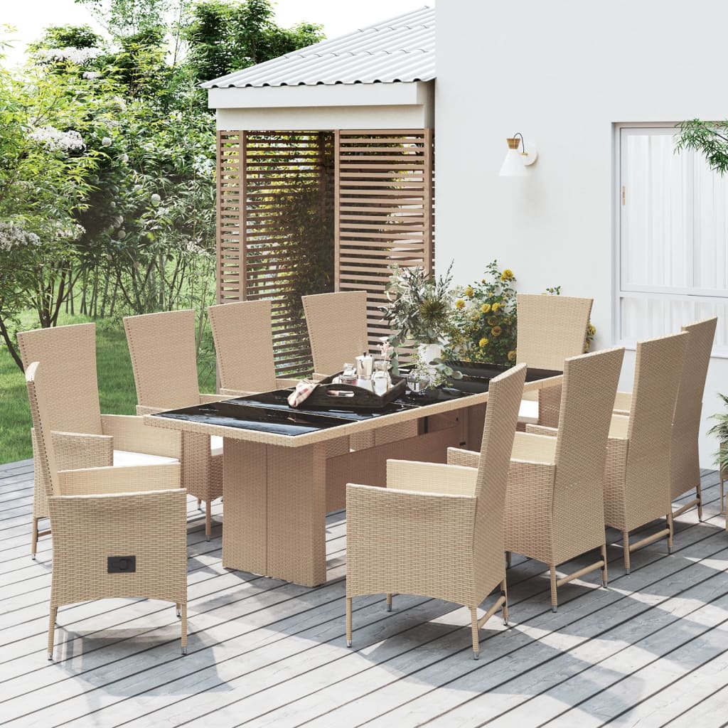 11-delige Tuinset met kussens poly rattan beige Tuinsets | Creëer jouw Trendy Thuis | Gratis bezorgd & Retour | Trendy.nl