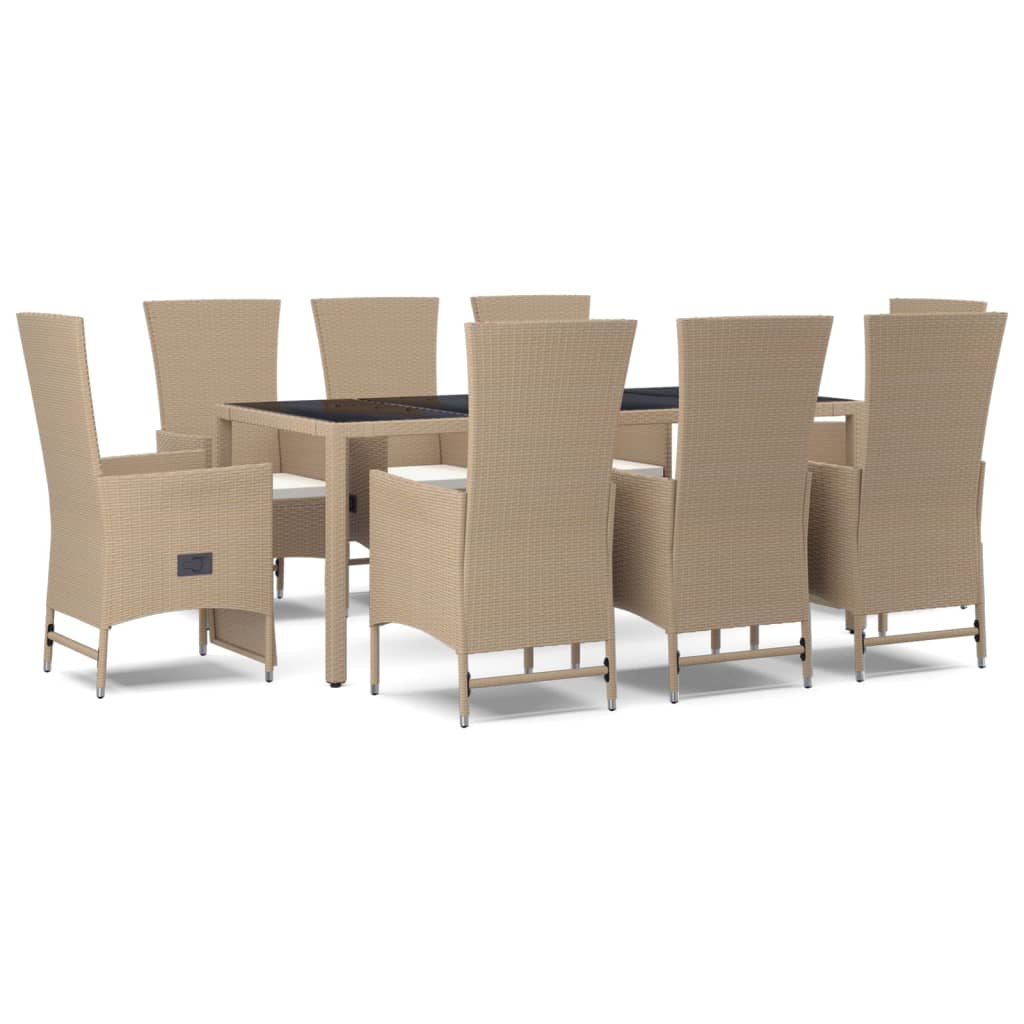 9-delige Tuinset met kussens poly rattan beige Tuinsets | Creëer jouw Trendy Thuis | Gratis bezorgd & Retour | Trendy.nl