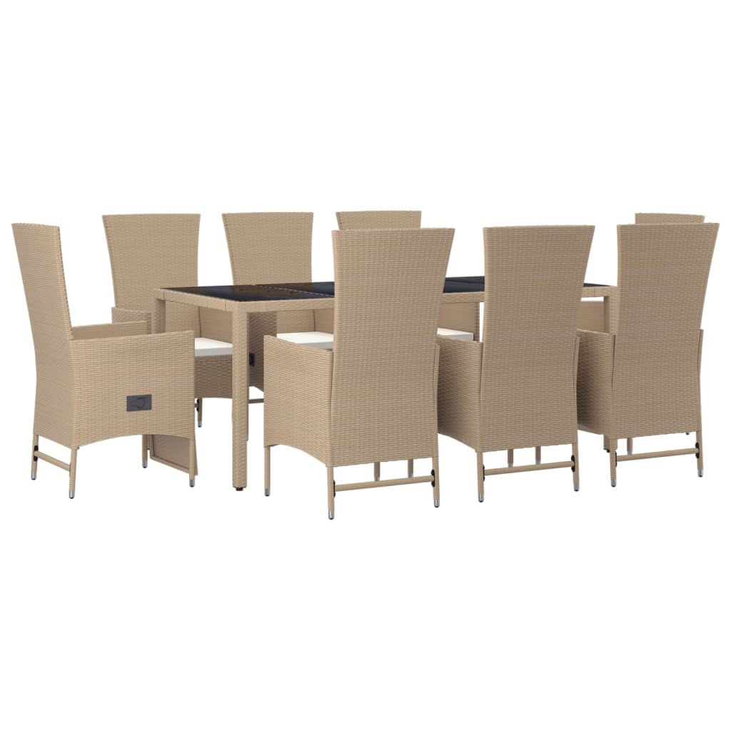 9-delige Tuinset met kussens poly rattan beige Tuinsets | Creëer jouw Trendy Thuis | Gratis bezorgd & Retour | Trendy.nl