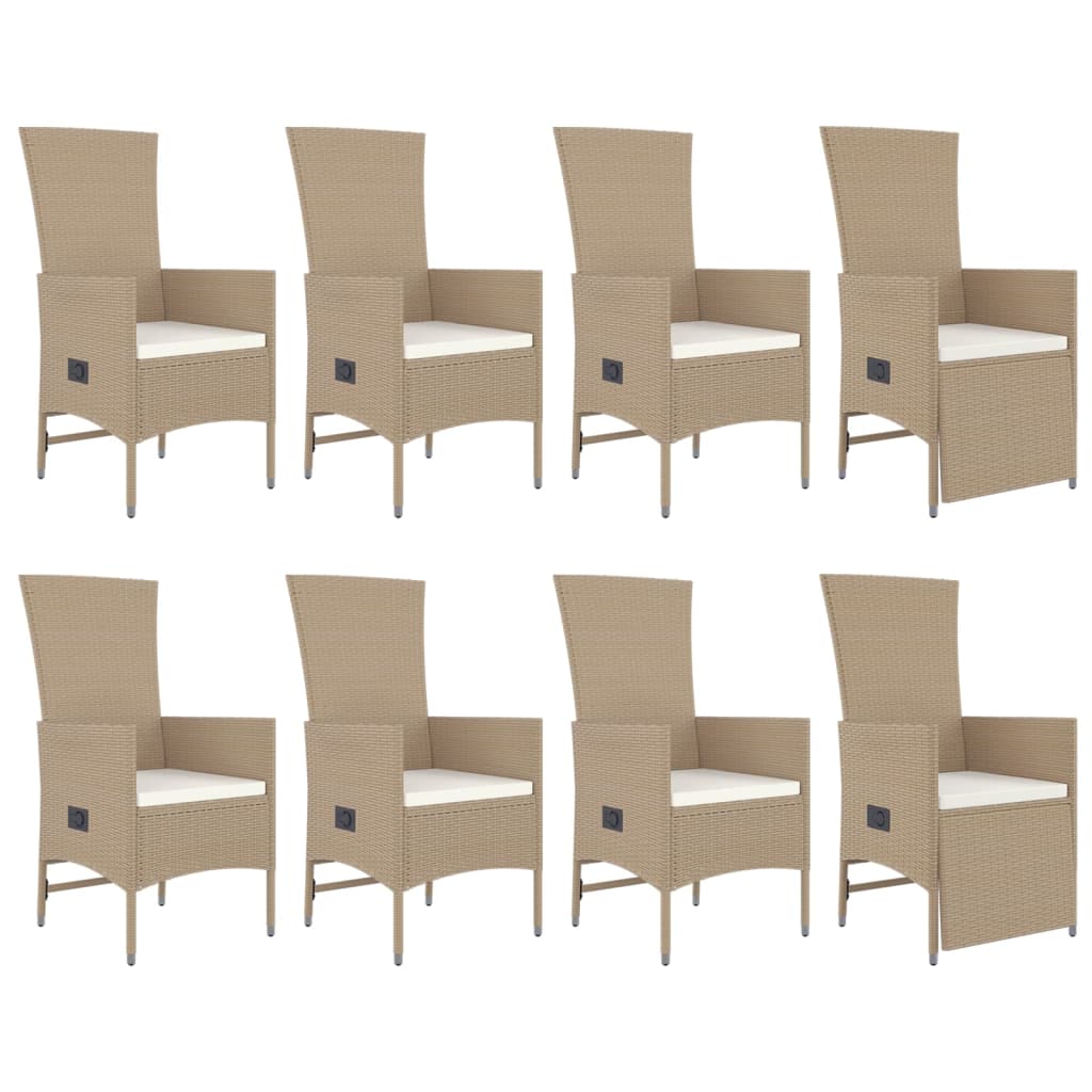 9-delige Tuinset met kussens poly rattan beige Tuinsets | Creëer jouw Trendy Thuis | Gratis bezorgd & Retour | Trendy.nl