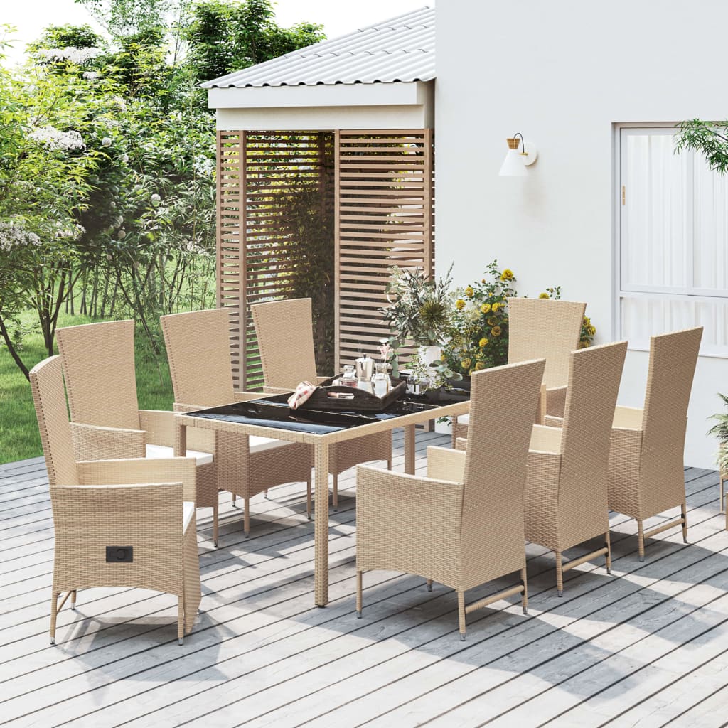 9-delige Tuinset met kussens poly rattan beige Tuinsets | Creëer jouw Trendy Thuis | Gratis bezorgd & Retour | Trendy.nl