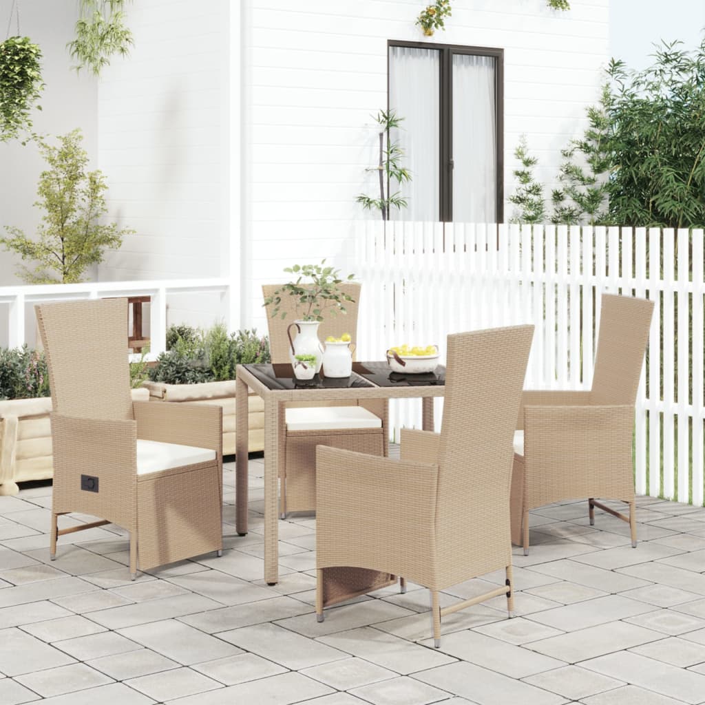 5-delige Tuinset met kussens poly rattan beige Tuinsets | Creëer jouw Trendy Thuis | Gratis bezorgd & Retour | Trendy.nl