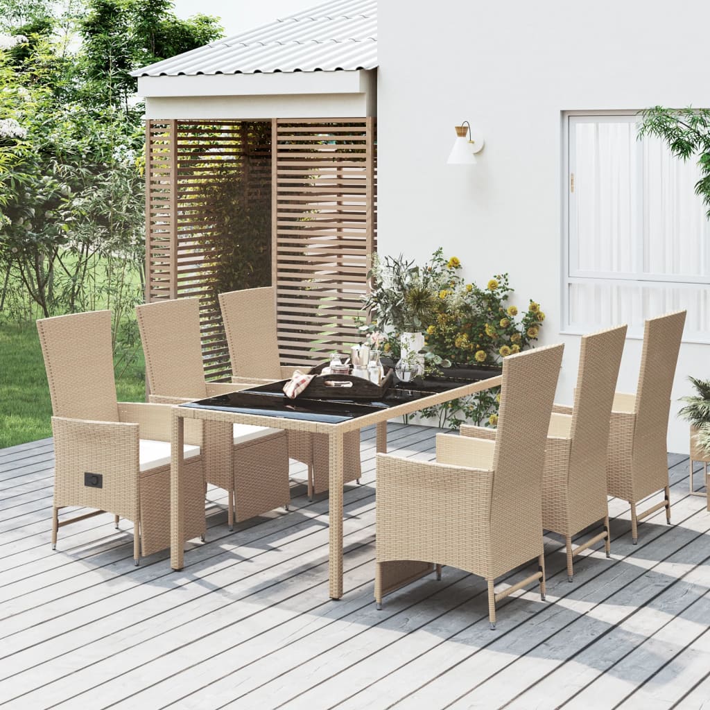 7-delige Tuinset met kussens poly rattan beige Tuinsets | Creëer jouw Trendy Thuis | Gratis bezorgd & Retour | Trendy.nl