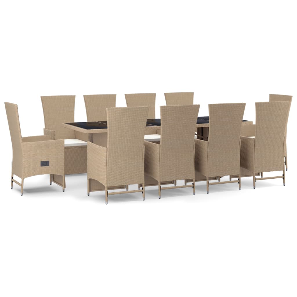 11-delige Tuinset met kussens poly rattan beige Tuinsets | Creëer jouw Trendy Thuis | Gratis bezorgd & Retour | Trendy.nl