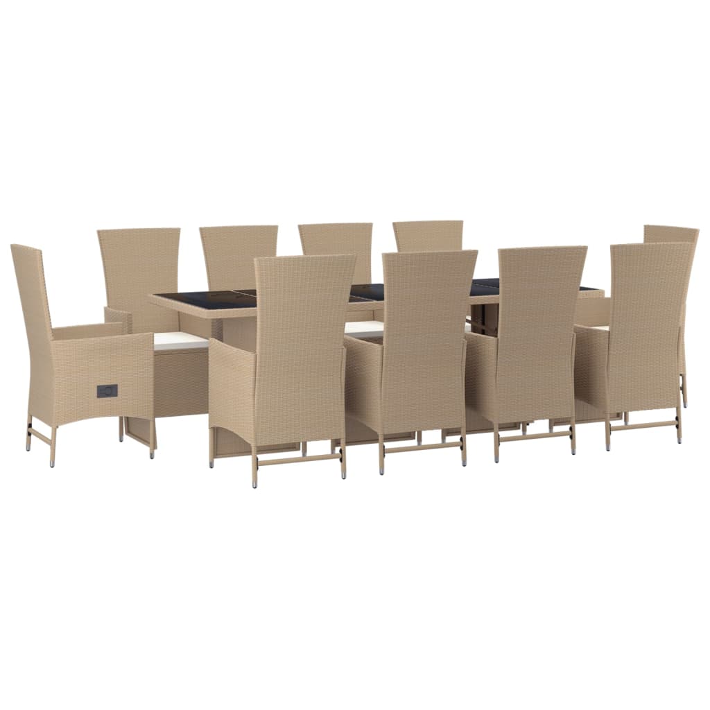 11-delige Tuinset met kussens poly rattan beige Tuinsets | Creëer jouw Trendy Thuis | Gratis bezorgd & Retour | Trendy.nl