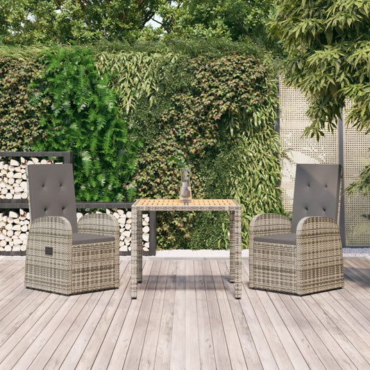 3-delige Tuinset met kussens poly rattan grijs Tuinsets | Creëer jouw Trendy Thuis | Gratis bezorgd & Retour | Trendy.nl