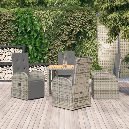 5-delige Tuinset met kussens poly rattan grijs Tuinsets | Creëer jouw Trendy Thuis | Gratis bezorgd & Retour | Trendy.nl