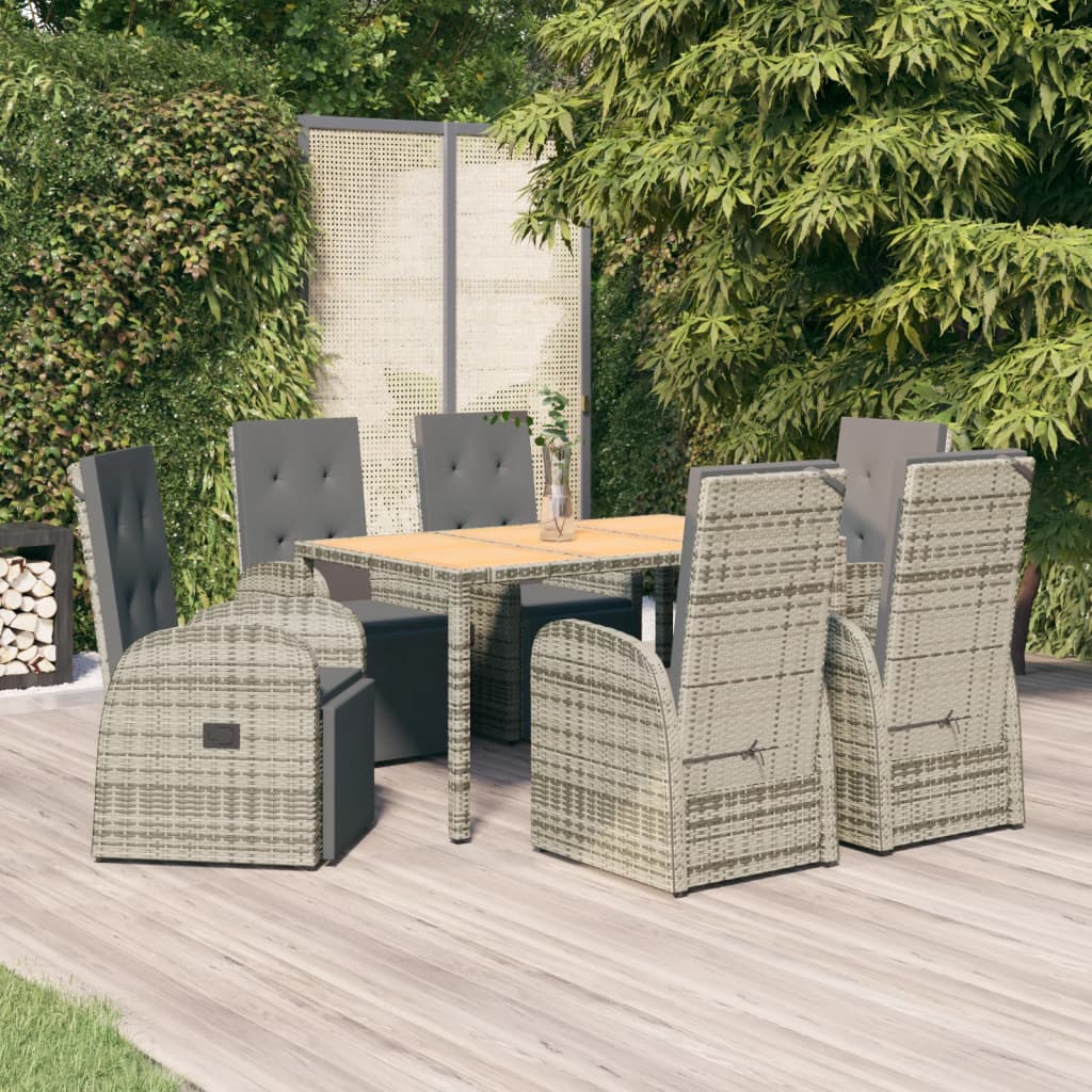 7-delige Tuinset met kussens poly rattan grijs Tuinsets | Creëer jouw Trendy Thuis | Gratis bezorgd & Retour | Trendy.nl