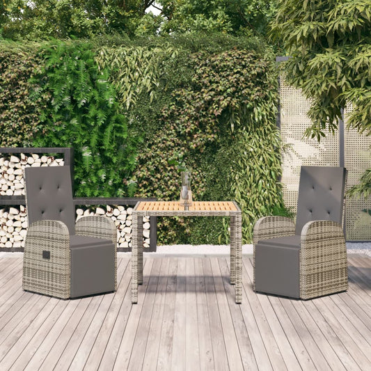 3-delige Tuinset met kussens poly rattan grijs Tuinsets | Creëer jouw Trendy Thuis | Gratis bezorgd & Retour | Trendy.nl