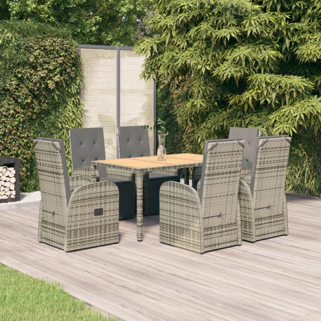 7-delige Tuinset met kussens poly rattan grijs Tuinsets | Creëer jouw Trendy Thuis | Gratis bezorgd & Retour | Trendy.nl