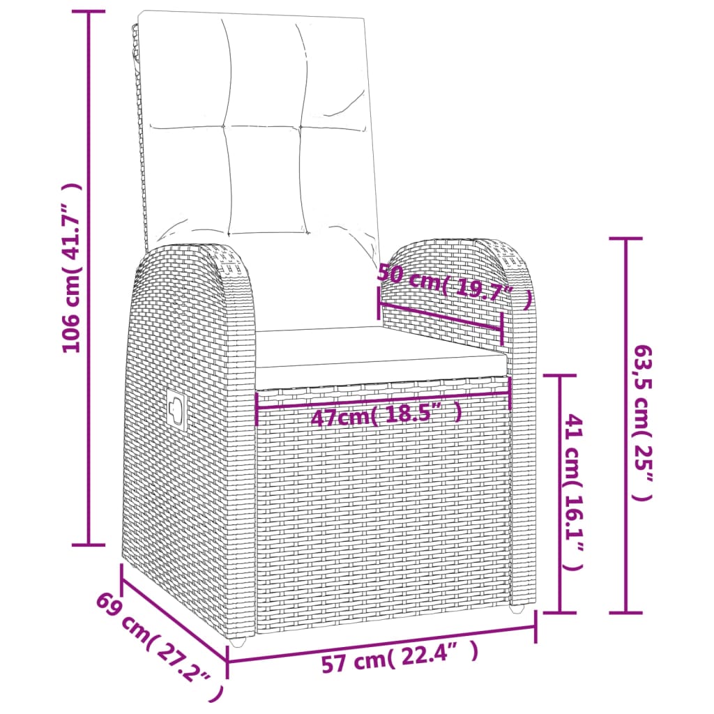 7-delige Tuinset met kussens poly rattan zwart Tuinsets | Creëer jouw Trendy Thuis | Gratis bezorgd & Retour | Trendy.nl