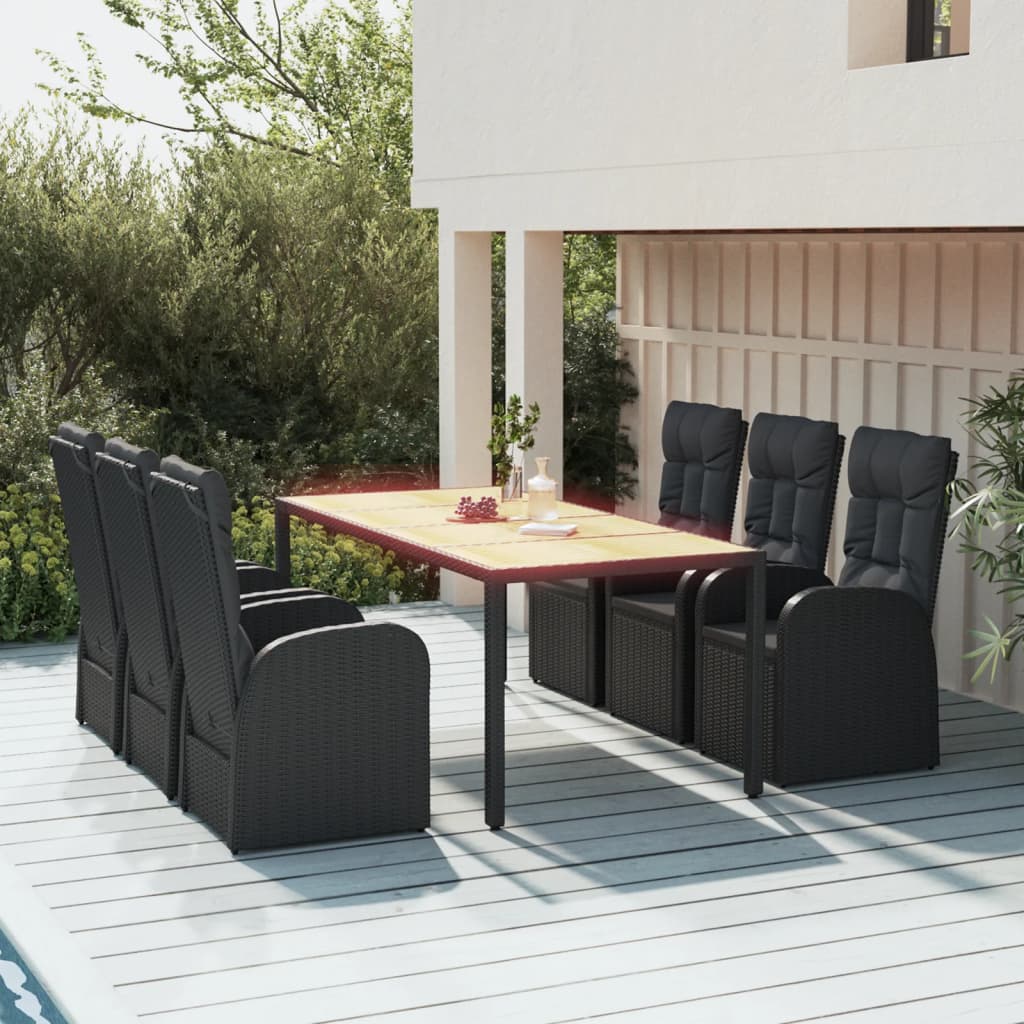 7-delige Tuinset met kussens poly rattan zwart Tuinsets | Creëer jouw Trendy Thuis | Gratis bezorgd & Retour | Trendy.nl