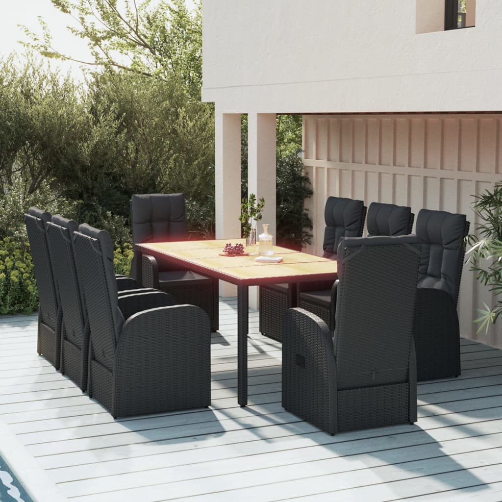 9-delige Tuinset poly rattan zwart Tuinsets | Creëer jouw Trendy Thuis | Gratis bezorgd & Retour | Trendy.nl