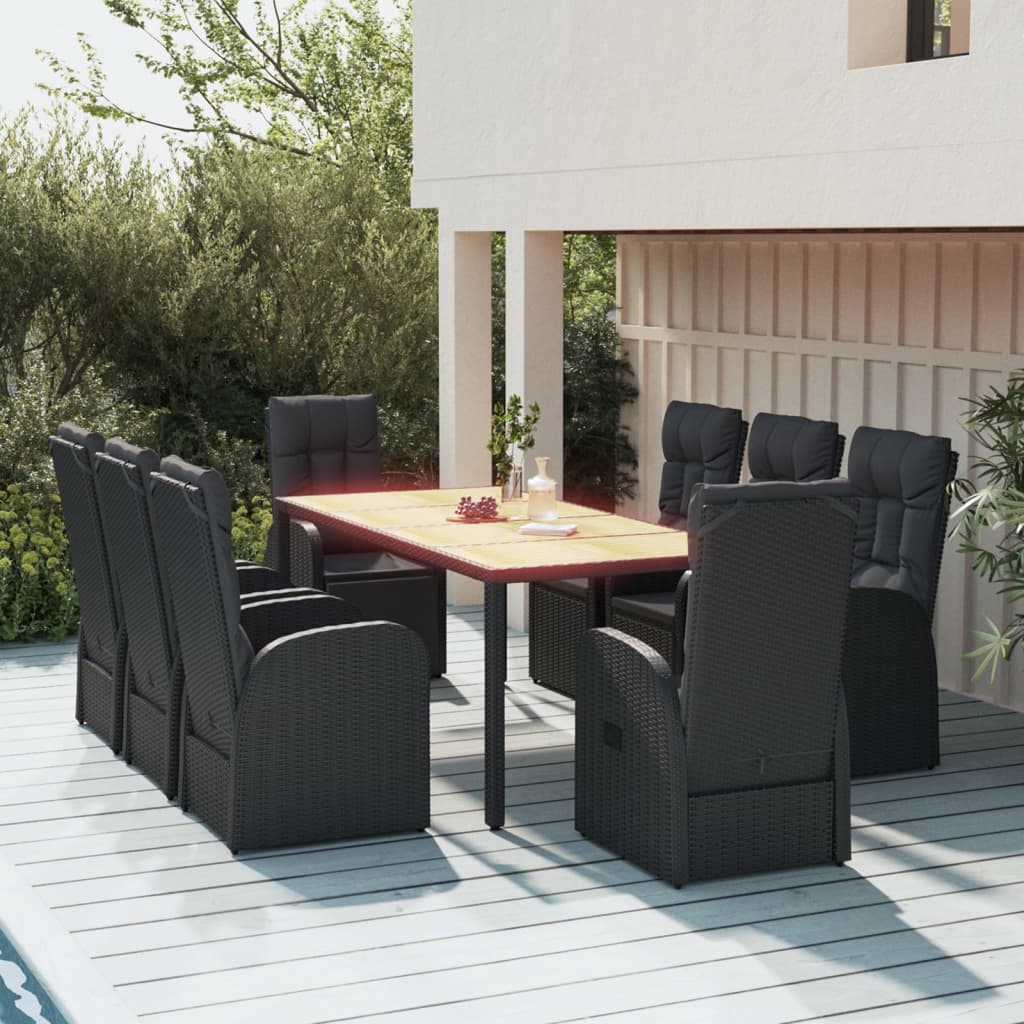 9-delige Tuinset poly rattan zwart Tuinsets | Creëer jouw Trendy Thuis | Gratis bezorgd & Retour | Trendy.nl