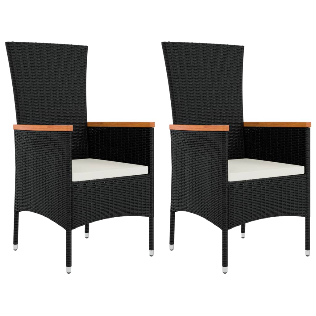 3-delige Loungeset poly rattan en massief acaciahout zwart Tuinsets | Creëer jouw Trendy Thuis | Gratis bezorgd & Retour | Trendy.nl