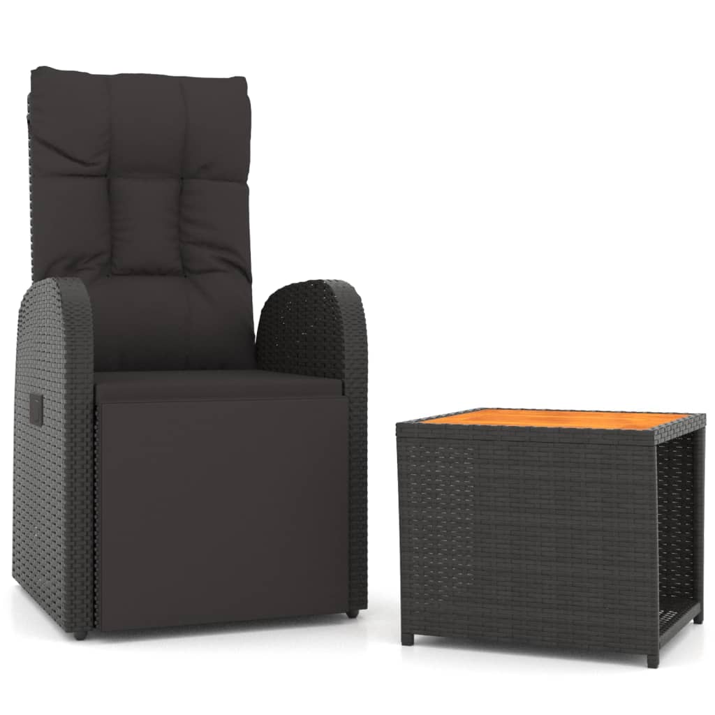 2-delige Loungeset poly rattan en massief acaciahout zwart Tuinsets | Creëer jouw Trendy Thuis | Gratis bezorgd & Retour | Trendy.nl