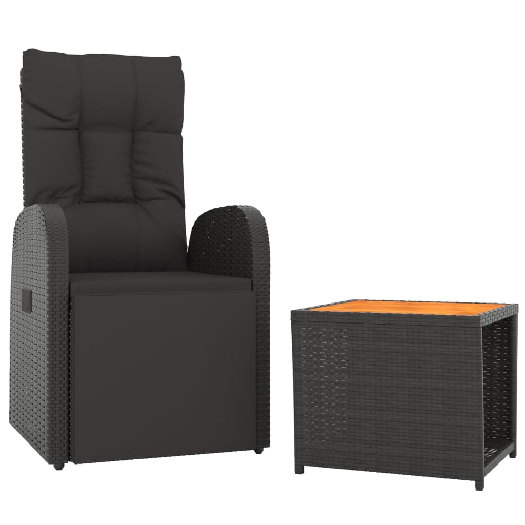 2-delige Loungeset poly rattan en massief acaciahout zwart Tuinsets | Creëer jouw Trendy Thuis | Gratis bezorgd & Retour | Trendy.nl