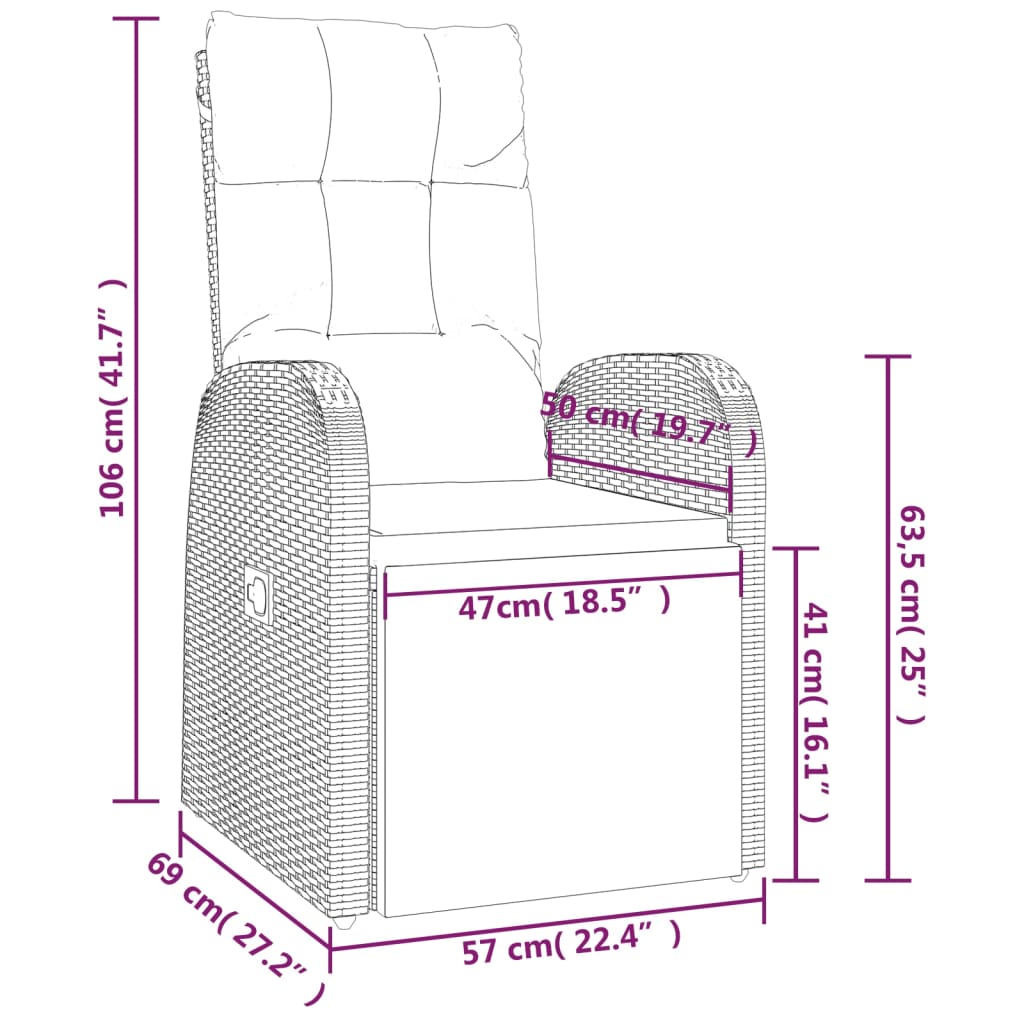 2-delige Loungeset poly rattan en massief acaciahout zwart Tuinsets | Creëer jouw Trendy Thuis | Gratis bezorgd & Retour | Trendy.nl