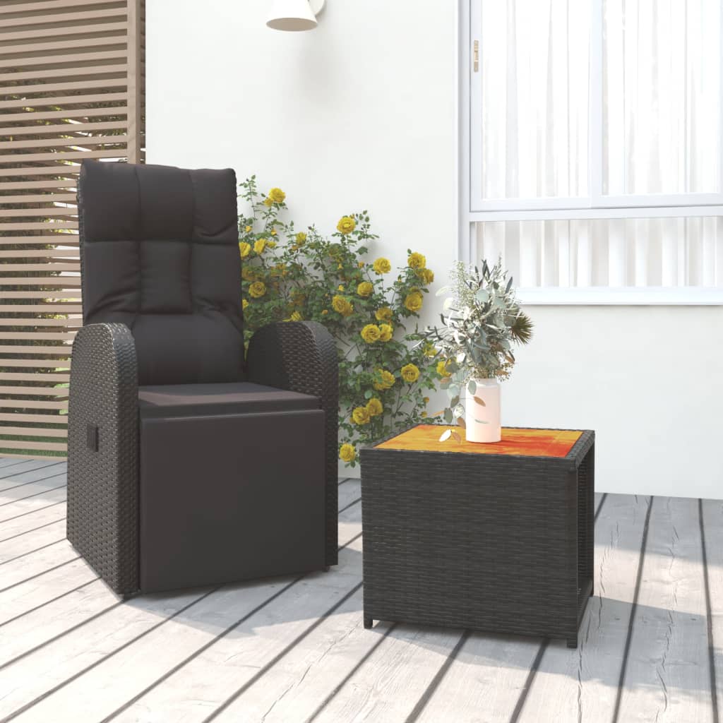 2-delige Loungeset poly rattan en massief acaciahout zwart Tuinsets | Creëer jouw Trendy Thuis | Gratis bezorgd & Retour | Trendy.nl