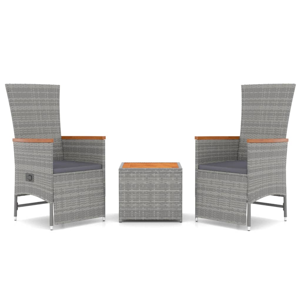 3-delige Loungeset poly rattan en massief acaciahout grijs Tuinsets | Creëer jouw Trendy Thuis | Gratis bezorgd & Retour | Trendy.nl