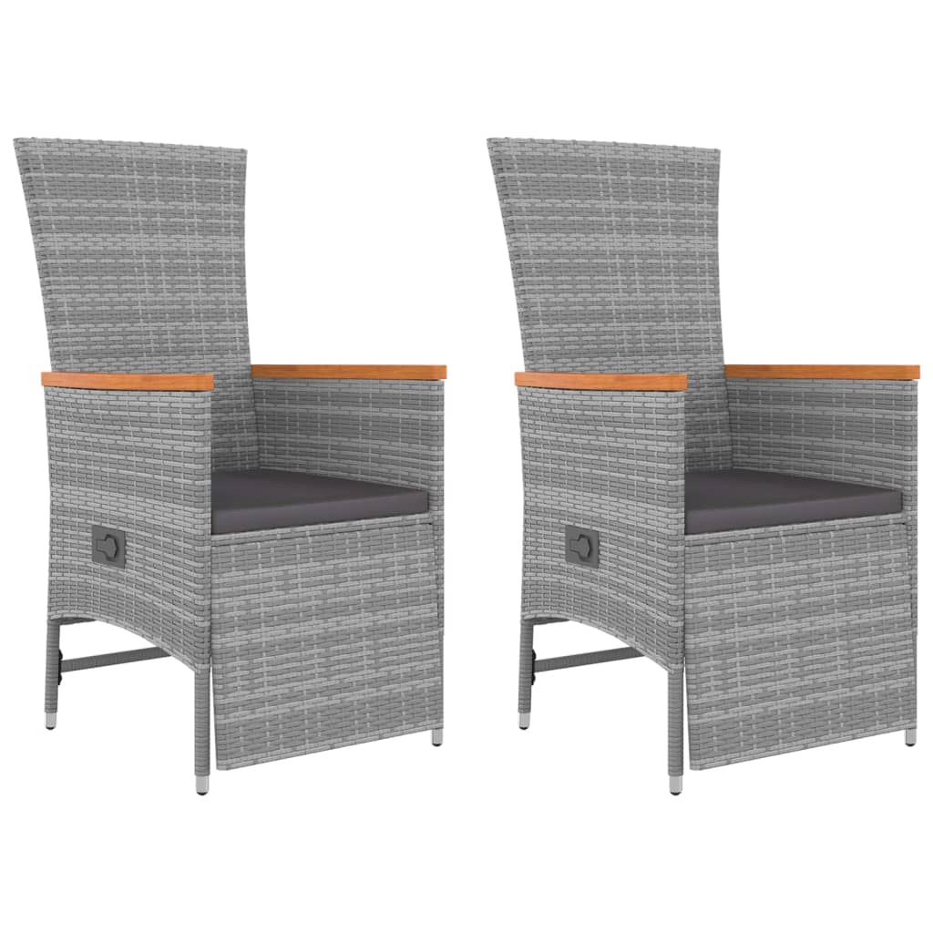 3-delige Loungeset poly rattan en massief acaciahout grijs Tuinsets | Creëer jouw Trendy Thuis | Gratis bezorgd & Retour | Trendy.nl