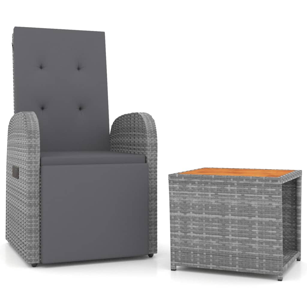 2-delige Loungeset poly rattan en massief acaciahout grijs Tuinsets | Creëer jouw Trendy Thuis | Gratis bezorgd & Retour | Trendy.nl